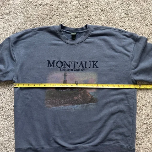 Wild Fable Montauk Embroidered Graphic Oversized Crewneck Sweatshirt Blue Small - Picture 7 of 8